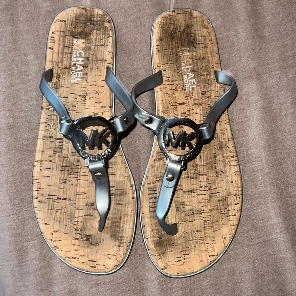 MK silver sandals